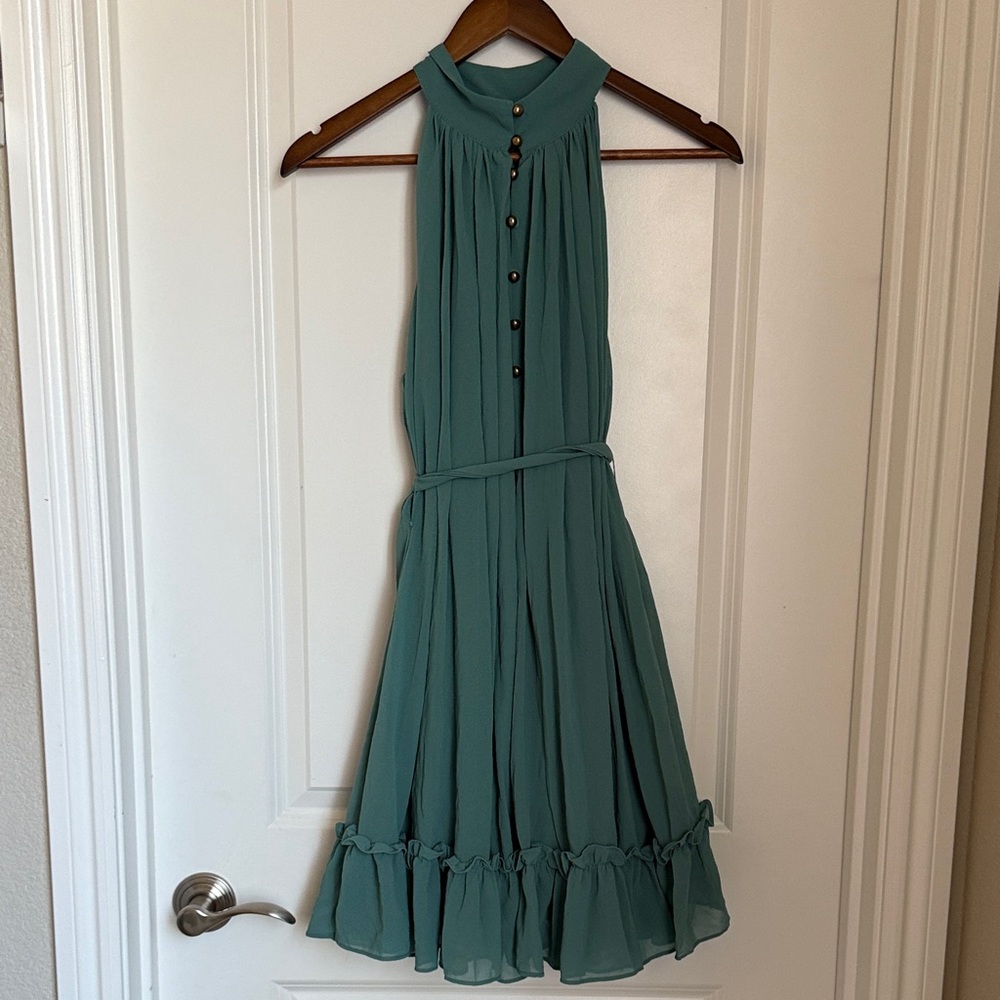 Elegant Teal Sleeveless Dress